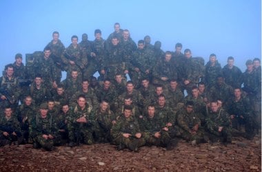 Soldiers from 3 YORKS crossing Pen y Fan during the Fan Dance challenge in the Brecon Beacons
