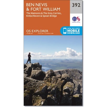Ben Nevis map cover, OS Explorer 392 map, Ben Nevis & Fort William